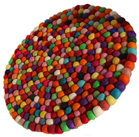 Filz Untersetzer Topf Untersetzer Gross bunt 40 cm handgefertigt Fairtrade aus Reiner Wolle, hitzebeständig