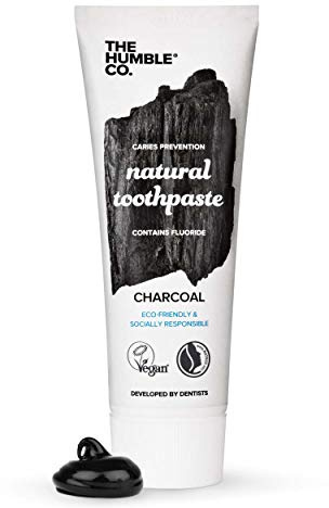 Humble Natural Toothpaste - Zahnpasta - with fluoride- mit Fluorid - Charcoal - Aktivkohle 5 x 75 ml