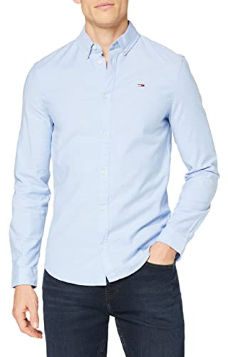 Tommy Jeans Chemise Homme TJM Slim Manches Longues, Bleu (Perfume Blue), XL