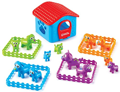 Learning Resources Sort-'Em-Up Pups, Vorschul-Sortierset, Sortieren nach Höhe, Gewicht, Farbe, Zahlen und Ohren-Muster, ab 3 Jahren