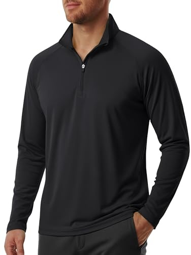 Sun Shirts for Men UV Protection UPF 50+ Rash Guard Shirt Long Sleeve Running Shirts for Men Fishing Shirts for Men Summer Shirts Black