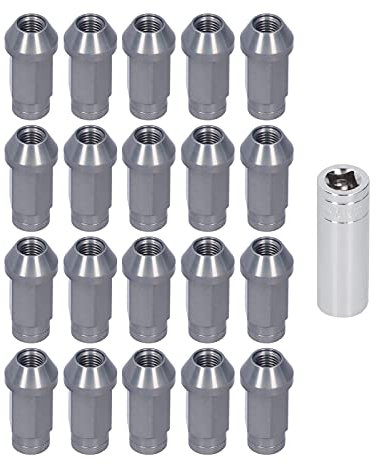 Radmuttern, 20 Stück M12x1,5 Gewinde 2 Zoll Höhe 7075-T6 Aluminium Sicherungsmuttern, Auto Radmuttern Zubehör(Titan)