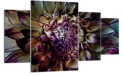 Mehrteilige Bilder auf Leinwand 160x90cm Leinwandbild Blätter Agave Blume Groß XXL Wanddeko Bild Schlafzimmer Set 4 teilige Wandbilder Dekoration Wohnzimmer Canvas Wand Kunstdruck Art DL160x90-5122
