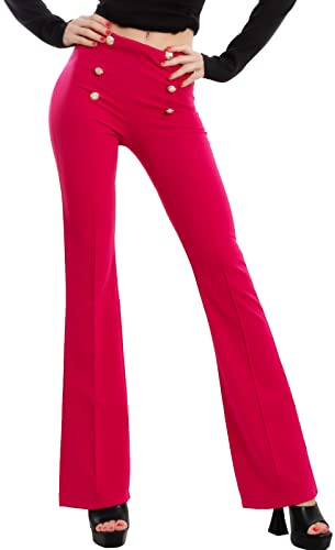 Toocool Pantalones de mujer con campana, ajustados, pata de elefante, flare botones, VI-3591