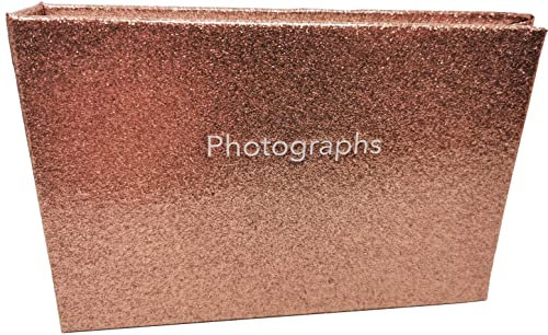 Rose Gold Glitter Photo Album – Holds 36 Photos (6x4”) – Slip-In Pockets – Sparkly Memory Book – Compact Keepsake Gift Album