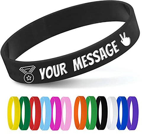5DDIAMOND Bracelet Silicone Personnalisé - Caoutchouc Gravé Texte - 3 Tailles : S (160mm), M (180mm), L (202mm) - Pour Sécurité, ICE, Événement (Noir)