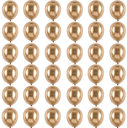 Champagne guld kromballonger, mini metallic-ballonger 12,7 cm, 36 st tjocka naturliga latexballonger glänsande födelsedagsfest små dekorer för baby shower, förlovningsbröllop, examensfest