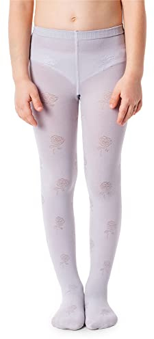 NOQ Medias para niñas con efecto 3D, patrón liso, para baile, gimnasia, pantyhose escolar, atuendo elegante, pequeña princesa, 6-7 años