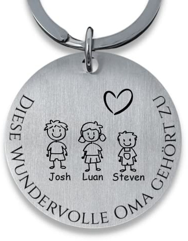 SMARTEON Personalisierter Schlüsselanhänger mit Gravur für Mama, Papa, Oma, Opa, mit Namen und Symbolen, individuelles Geschenk für Weihnachten, Geburtstag, Hochzeit, einzigartiges Andenken