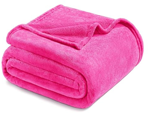 Exclusivo Mezcla Kuscheldecke Fleecedecke 230 x 270 cm Decke Tagesdecke | für Bett und Couch, Superweich, Warm, Wohndecke, Bettüberwurf, Ganzjahreszeit, Plüsch, Leicht, Hot Pink