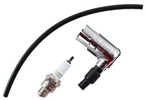 3-teiliges Zündungs-Set Zündkerzenstecker 5 K-Ohm, 90° + Zündkerze Isolator M14 260 + Zündkabel für Simson S50 S51 S70 SR50 SR80 KR51 SR4, MZ und AWO