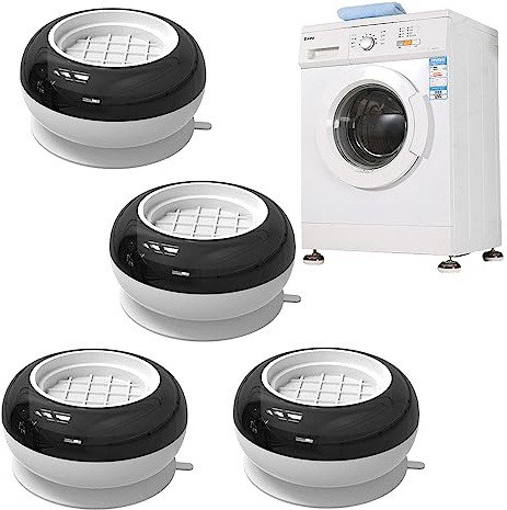 4PCS Washing Machine Feet Pads with Suction Cup, Anti Vibration Anti-slip Mat, Shock Absorber, Washing Machine Stabilizer for Washing Machines, Dryers and Dishwashers (White)