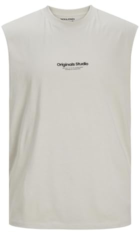 Jack & Jones Camiseta de Tirantes Masculina Impresa Cuello Redondo, Moonbeam, XXL