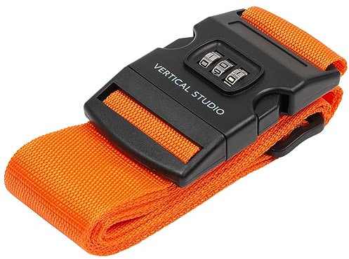 VERTICAL STUDIO Gepäck Koffergurt 5 x 200 cm, Steckverschluss mit DREI Ziffern Zahlenschloss zum sicheren Verschließen von Koffern und Taschen auf Reisen (orange)