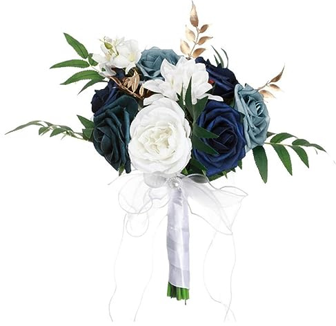Easnea Künstliche Blumen Hochzeit Blumensträuße Rosen Blumenstrauß, Faux Blumen Blumenstrauß, Seide Brautstrauß Seidenrosen Braut Hochzeit Blumenstrauß Brautjungfer Blumensträuße für Hochzeit
