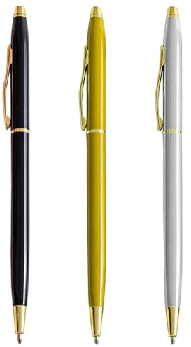 3 Metal Ballpoint Pens, Suitable for Adult Writing, Suitable for Men and Women's Fountain Pens, Business Metal Ballpoint Pens, Teacher Pens, Christmas Ballpoint Pen Gifts. (Black, Silver, Gold)