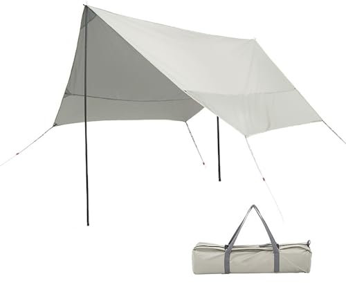 Regenfliegen-Zeltplane, Multifunktionaler Wasserdichter Camping-Unterstand, Leichte, Winddichte, Schneesichere Outdoor-Sonnenschutzfliege für Hängematten-Zeltstangen und Seile