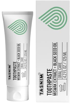 Bio Zahncreme Tasnim® – 125ml mit Zahnbürstenbaum Extrakt & Bio Schwarzkümmelöl, 100% Natürlich, ohne Fluorid, ohne PEG und SLS, GMO Frei, ohne Gluten, Alkoholfrei, Zertifiziert als Biokosmetika