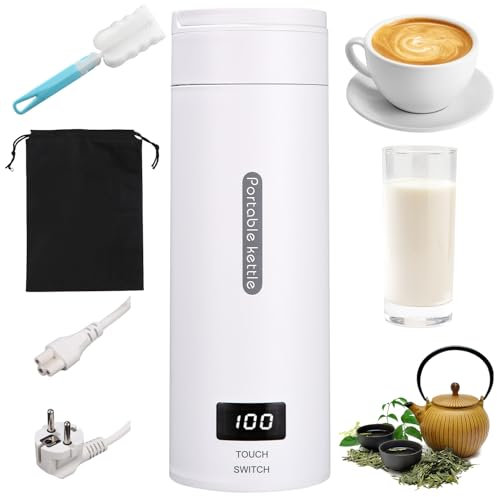 Pequeño hervidor de agua portátil, 380ML 4-Temperaturas Hervidor de Agua Eléctrico, Mini Hervidor Eléctrico, Con Pinceles y bolsas, Materiales Inoxidables, Apagado Automático, para Hacer Leche Café Té