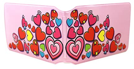 Pink Hearts - Cartera delgada para tarjetas de crédito y pases de autobús, para viajes, para tarjetas de identificación de negocios y ostras, plegable, bolsa de fiesta, regalo escolar, multicolor, 10x