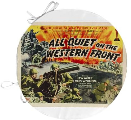 Fabulous Stuhlkissen, rund, All Quiet on The Western Front, alte Filmposter, Retro, Kinoposter – 40 cm – Stuhlkissen