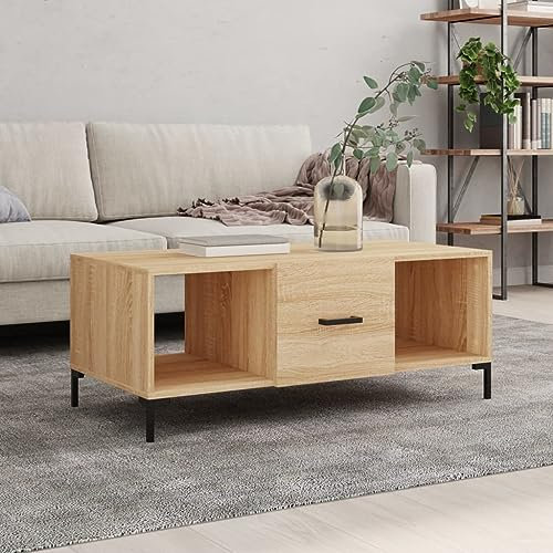 homiuse Couchtisch Beistelltisch Telefontisch Sofatisch Satztisch Couchtisch für Schlafzimmer Sonoma-Eiche 102x50x40 cm