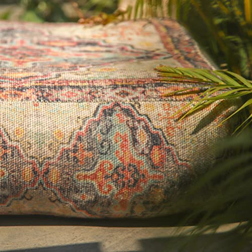 Mandala Life ART Outdoor Boden Kissen für den Außenbereich mit Füllung - Quadratisch Sitzpouf Fußhocker Sitzpuff Pouf aus Polyester - für Pool, Garten oder Terrasse
