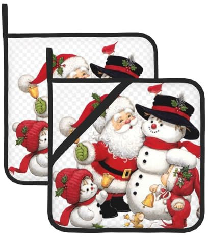 Set di presine isolate con stampa di Babbo Natale, presine per cucina, adatte per microonde, forno e barbecue all'aperto
