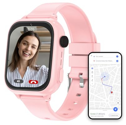 FREEBOT - Reloj inteligente para niños, 4G para niños con tarjeta SIM, llamada de voz y videollamada, control parental, modo escolar, alerta de seguridad, rastreador GPS, botón de emergencia SOS,
