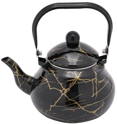 Teiera smaltata da 2 l, bollitore elettrico con coperchio e manico, vintage, teiera a forma di pera, per casa, cucina, campeggio