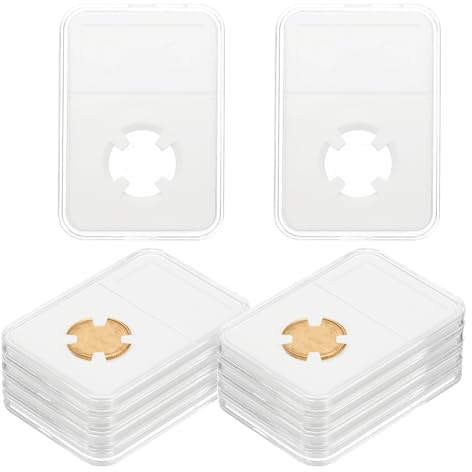 PATIKIL 18mm Coin Slab Display Holder, 10Pcs Clear Coin Case Storage Plastic Four-Point Box for Coin Collectors Collection Protection Organize