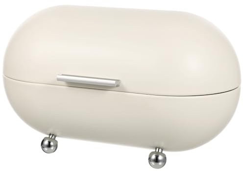 Panera de metal vintage multiusos para cocina, contenedor de almacenamiento para pan y pasteles, dispensador de pan retro, color blanco para encimera