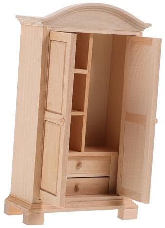 COSMEVIVI Mini Holz Kleiderschrank Für Puppenhaus Handgefertigtes Maßstabsgetreues Möbelstück Für Kreative Dekoration Im Kinderzimmer Oder Essbereich