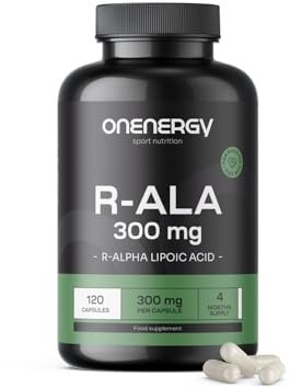 OnEnergy R-ALA - Ácido R-alfa lipoico 300 mg - 120 cápsulas vegetales | Alto contenido y calidad, Aumento de energía, Vitalidad, Suministro para 4 meses, Excelente para atletas