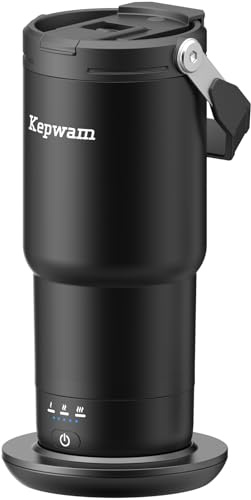 Kepwam Self-Heating Travel Mug T3,20oz Large Capacity Leak-Proof Heated Mug | 3-Temp Settings, Constant Temp & 1°F Precise App Control, Long-Lasting Battery, Perfect Gift for Drivers & Outdoor Lovers