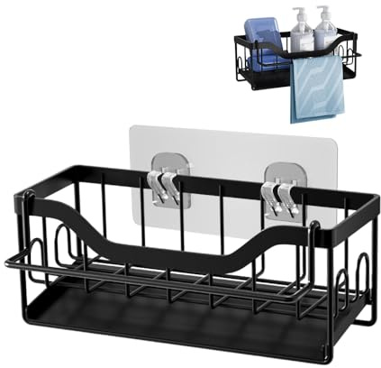 YZROHYI Organizador Fregadero Cocina Pared Negro,Escurre Estropajos Fregadero con Bandeja de Goteo,Soporte de Esponja,Sponge Holder For Kitchen Sink,Organizador Esponja,Organizadors de Baño para Ducha