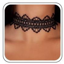 Aneneiceera Vintage Hohle Spitze Choker-Halskette Schwarze Spitze Kragen Halsketten Breite Choker-Halsketten Lange Schlichte Schwarze Halsketten Gothic Tattoo Choker-Halsketten Retro 90er Jahre