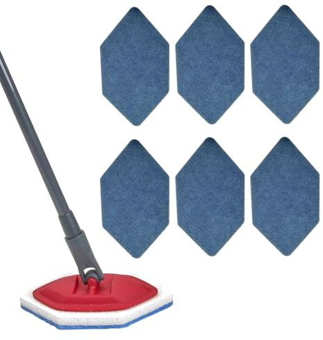 NAJILI Bad Und Wanne Mop Nachfüllungen,6 Pack,Ersatz Kompatibel Mit Bath Magic Bad Multi Oberflächen-Schwamm(Blau Und Weiß)