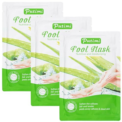 3 Paar Fußmaske, Anti Hornhaut Socken, Fußpflege für Hornhautentfernung Feuchtigkeit, Hornhautentferner Socken für Zarte Füße, Hornhaut Entfernen Fuß, Foot Peel Mask Fußpeeling (Aloe Vera)
