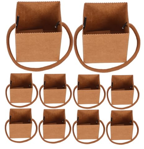 Sacchetti Portafiori in Carta Kraft con Manico 50 Pezzi | Rivestimento Resistente All’Acqua, Cordoncino in Nylon, per Bouquet Floreali, Piante Grasse
