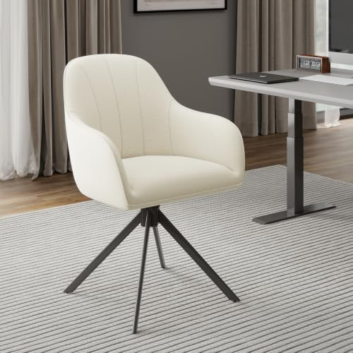 Hawthyhome Esszimmerstühle Drehbar 1er Set 5cm Sitzkissen Leinen/Beige | Stühle Esszimmer mit Armlehne,Polsterstuhl mit Metallbeinen,Moderner Küchenstuhl für Esszimmer,Wohnzimmer,Büro