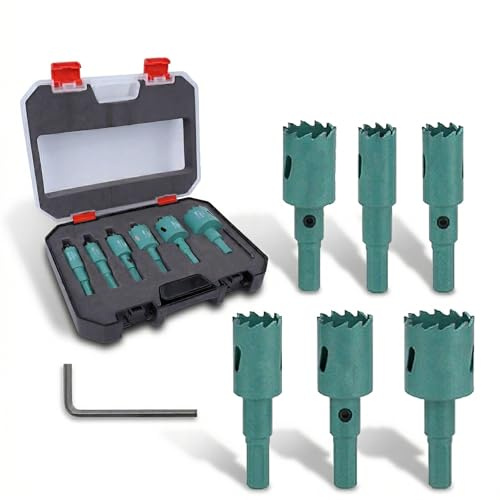 8 Sizes Hole Saw Set, 16-35mm Circular Hole Cutter Set with Hex Key, Drill Bits for Wood, PVC and Plasterboard (16/19/22/25/30/35mm)