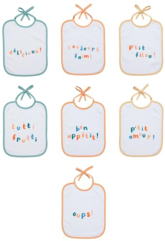babyCalin - Lot de 7 Bavoirs naissance à message 20 x 25 cm