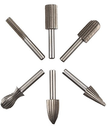 HALJIA 6pcs 1/4 6mm Shank Steel Rotary File Drill Burr Cutter Rotary Tools for Metal Resin Plastic Porcelain Soft Metal Stone Wood Jade Animal Bones Grinding Deburring Engraving Carving