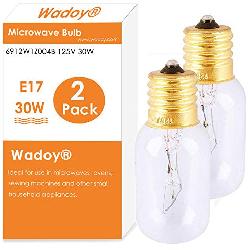 Wadoy Microwave Light Bulb Compatible with LG, Frigidaire, Kenmore, Whirlpool, GE Range Microwave, 6912W1Z004B 125V 30W E17 Bulb, Appliance Light Bulb Under Hood Bulb Replacement 2-Pack