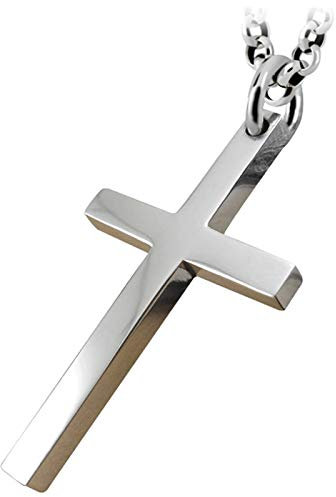 Beydodo Hip Hop Herren Kette 925 Silber Hochglanzpoliert Kreuz Anhänger mit Kette 22 inch Halskette Hip Hop Partnerkette