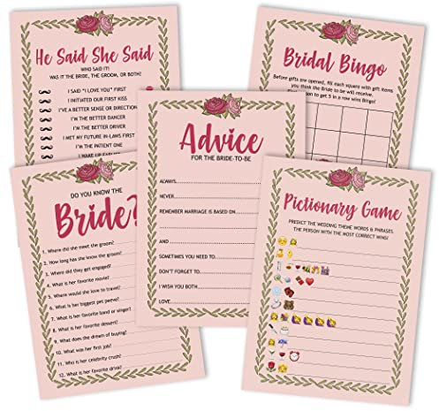 Inkdotpot Blumen Thema Brautparty Spiele 5Er Einstellen (Aktivitäten Für 50 Gäste) Spaß Junggesellinnenparty Spiele Einstellen Bündeln