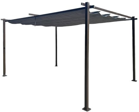 Jet-Line Metall Pergola Pavillon Kairo Light Terrassenüberdachung 3 x 3 Meter mit Sonnendach UV Schutz Stützen 6x6 cm Dach Anthrazit