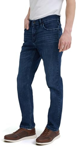 Urban Star Men's Slim Fit Stretch Jeans – Athletic Fit Tapered Denim – Superflex Comfort for Casual Wear and Work Attire – Dark Blue 34W x 32L