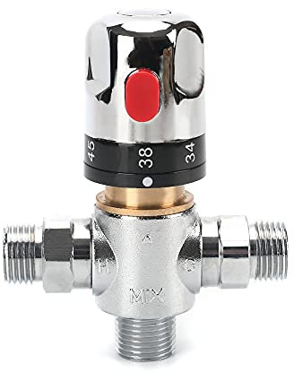 Tremax Valvola di miscelazione termostatica,miscelatore doccia con connettore G da 1/2, ottone massiccio